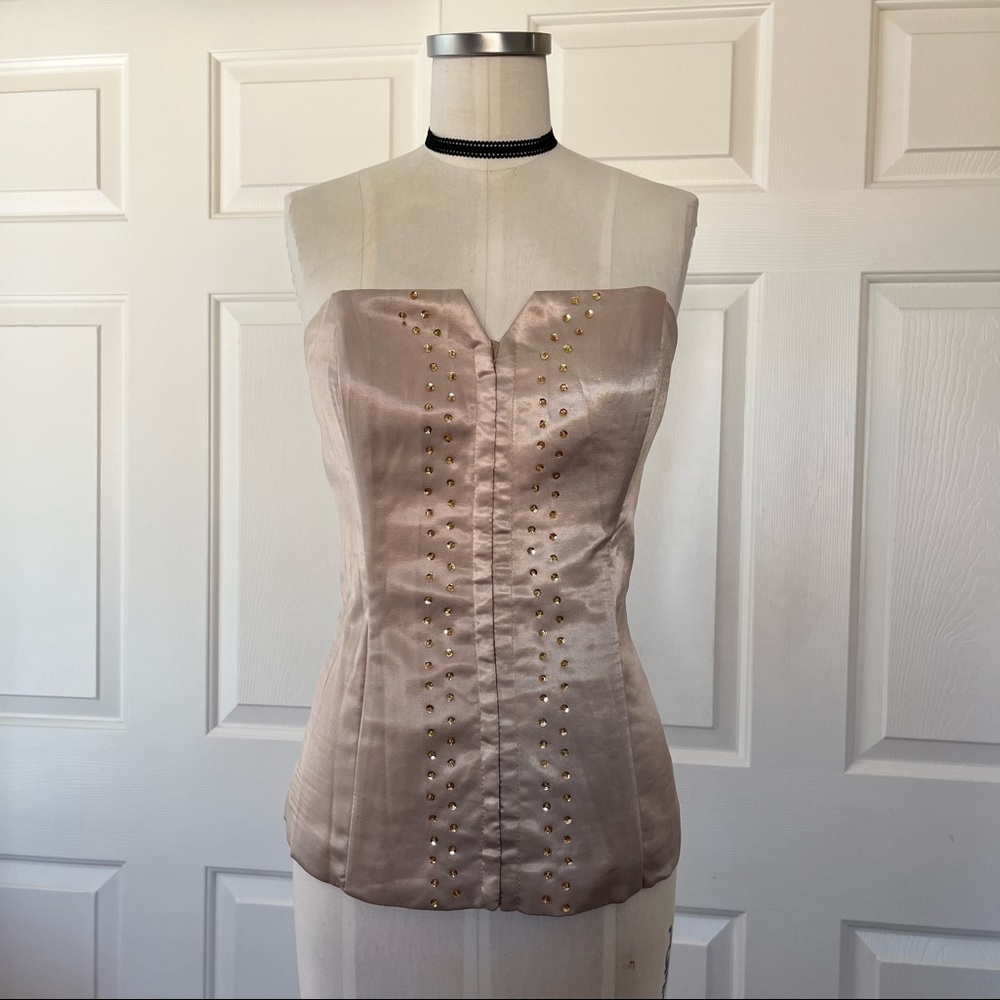 Charlotte Russe strapless beige/tan sexy corset with sequins NWT